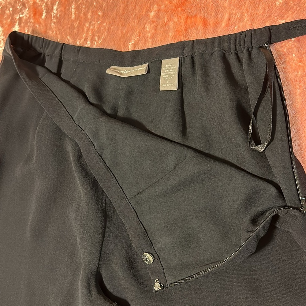 NWOT Valerie long light black pants 100% silk Crepe de Chine fully lined size S - Picture 13 of 14